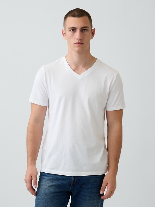 Image number 1 showing, Cotton Jersey V-Neck T-Shirt