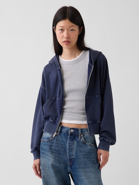 VintageSoft Terry Oversized Wedge Zip Hoodie
