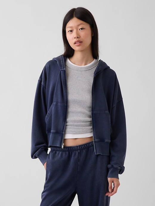 Image number 6 showing, VintageSoft Terry Oversized Wedge Zip Hoodie