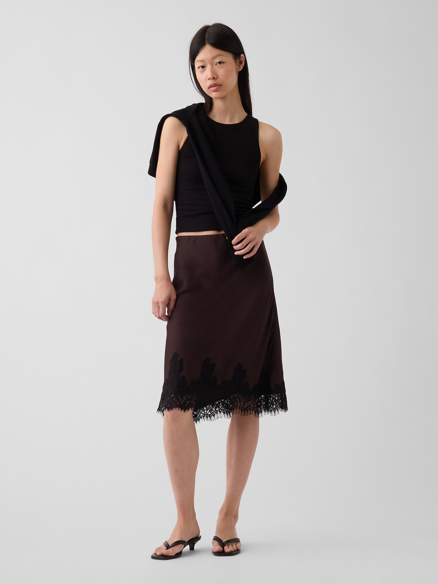Женские юбки Gap Lace-Hem Easy Knee-Length Skirt