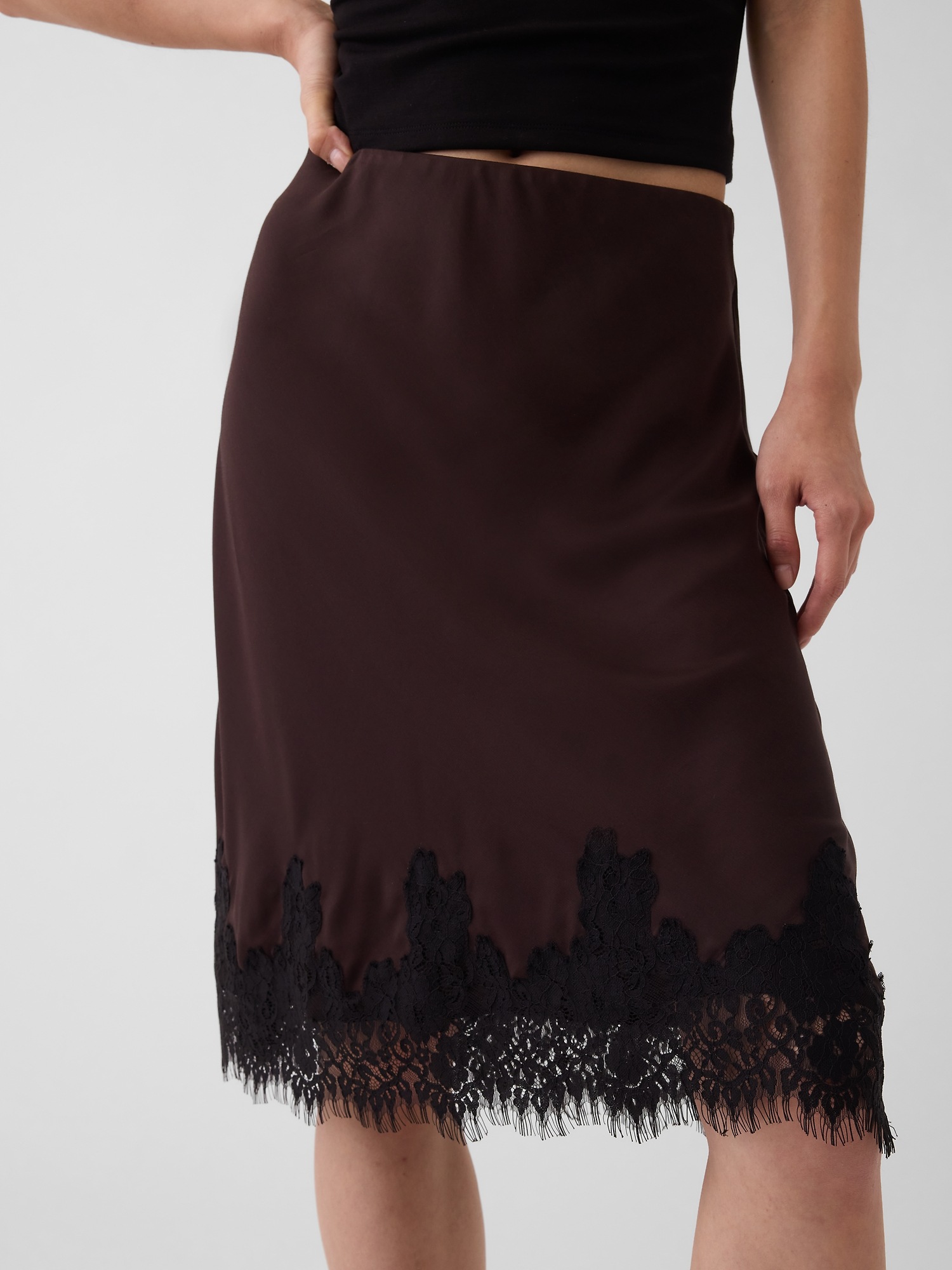 Женские юбки Gap Lace-Hem Easy Knee-Length Skirt — фото 3