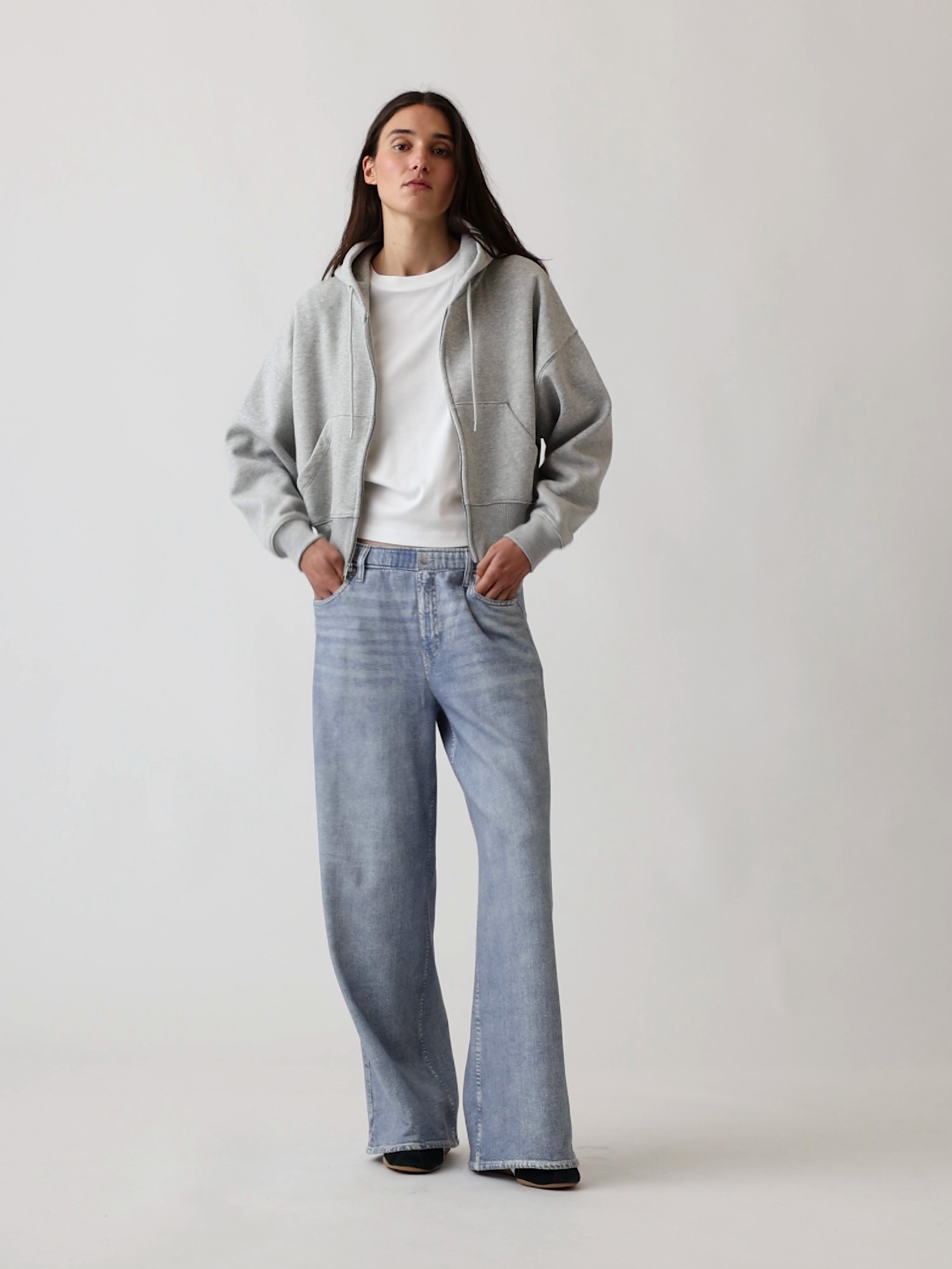 Женские джинсы Gap Printed Baggy Sweatpant, цвет: Светлый индиго — фото 7