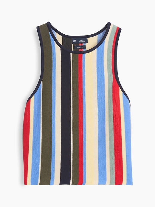 Image number 6 showing, 100% Cotton Stripe Halter Sweater Tank