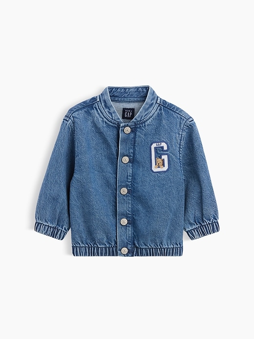 Image number 1 showing, Baby Denim Brannan Bear Varsity Logo Jacket