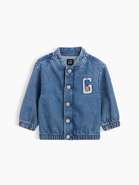 Baby Denim Brannan Bear Varsity Logo Jacket