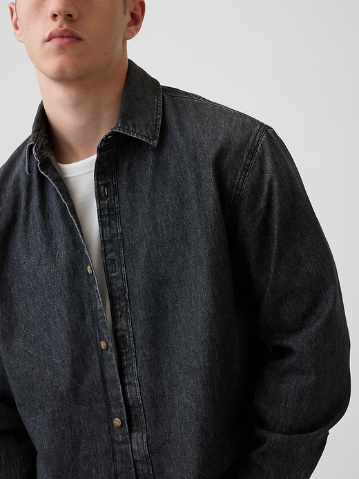 Image number 4 showing, Denim Relaxed Straight-Hem Shirt