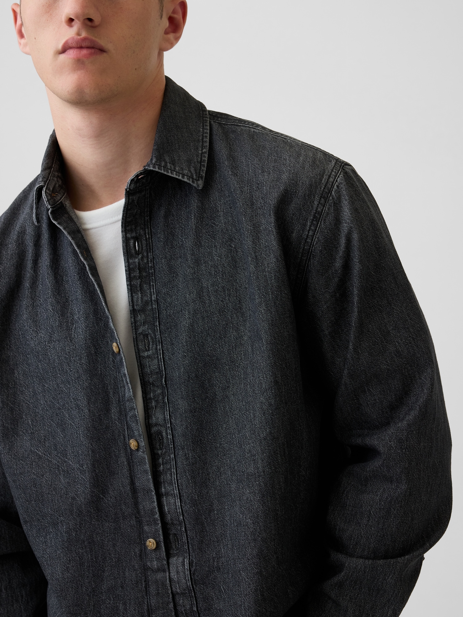 Denim Relaxed Straight-Hem Shirt