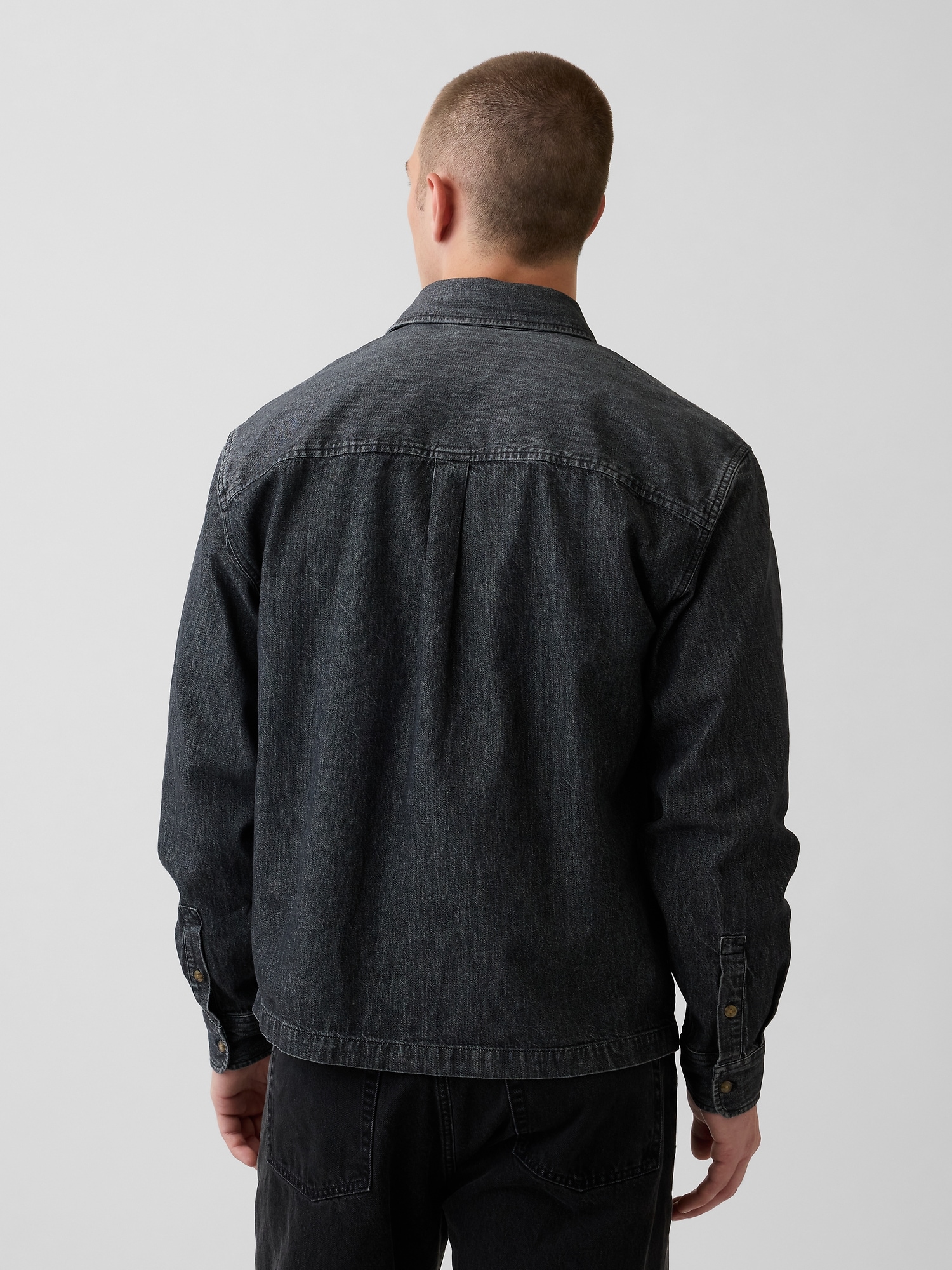 Denim Relaxed Straight-Hem Shirt