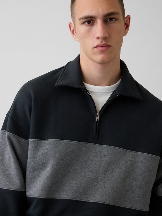 Heavyweight Oversized Stripe Half-Zip Pullover | Gap