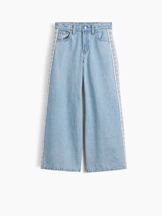 Image number 2 showing, Kids Low Rise Lace-Trim Baggy Jeans