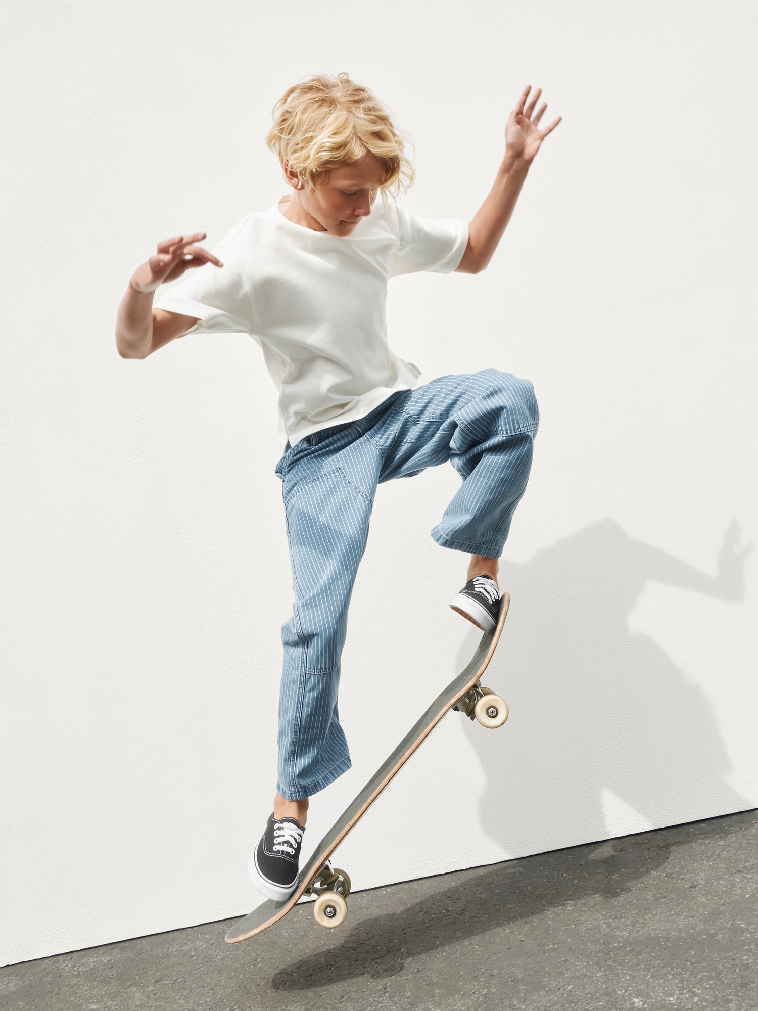 Kids Baggy Stripe Double-Knee Carpenter Jeans