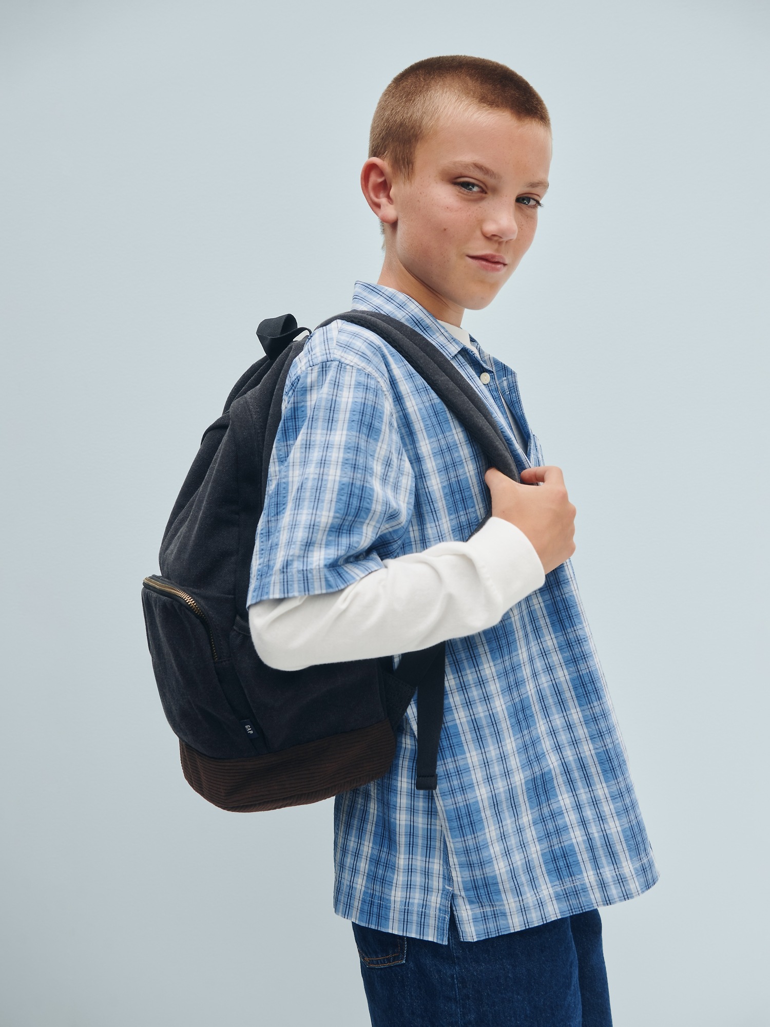 Kids Textured Plaid Relaxed Vacay Shirt