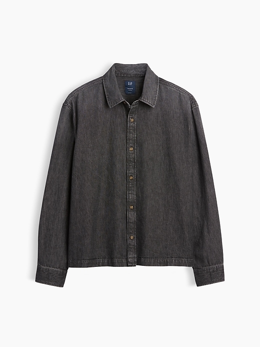 Image number 5 showing, Denim Relaxed Straight-Hem Shirt