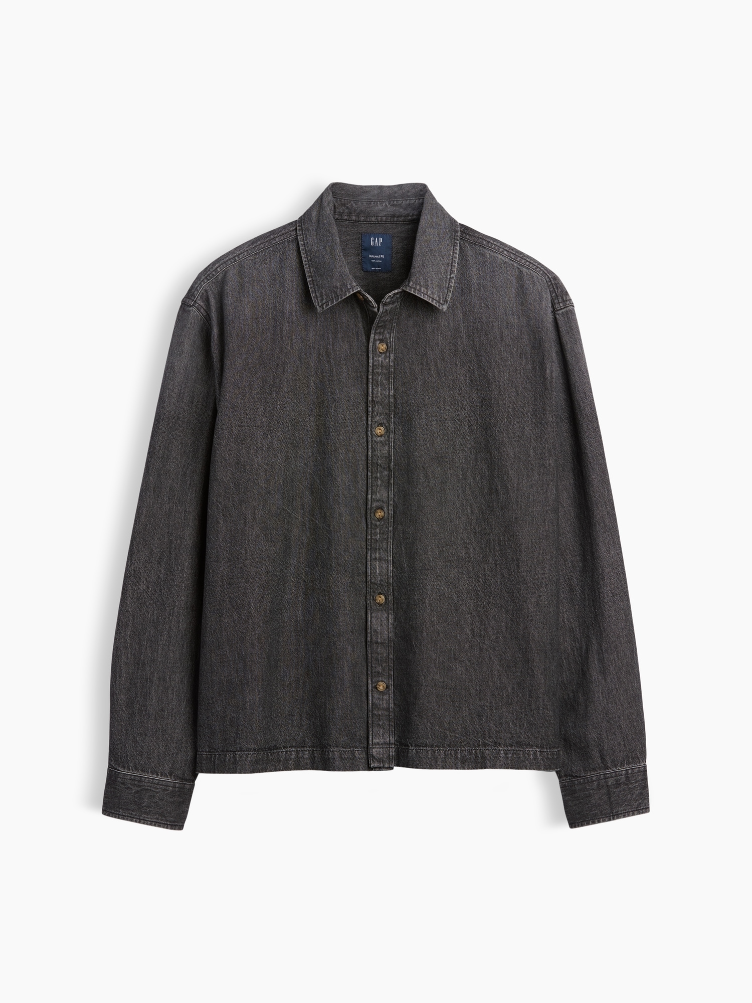 Denim Relaxed Straight-Hem Shirt