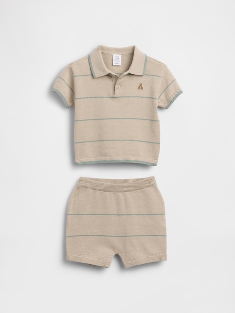 Baby Sweater Polo Stripe Outfit Set