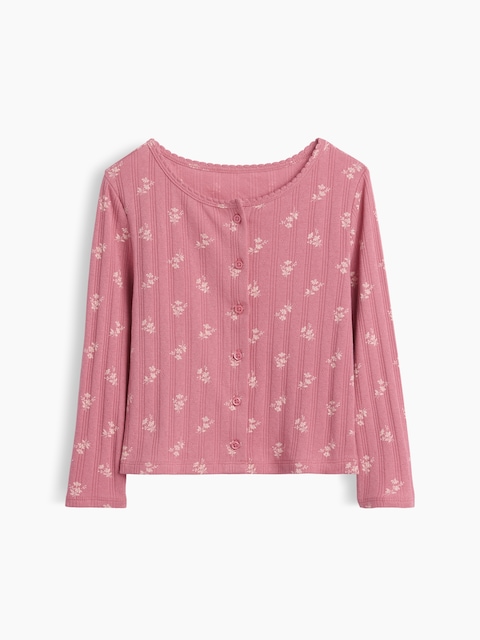 Baby & Toddler Pointelle Rib Floral Cardigan