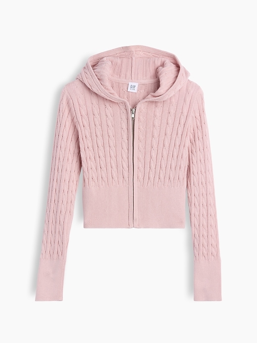Image number 1 showing, Kids Cable-Knit Sweater Zip Hoodie
