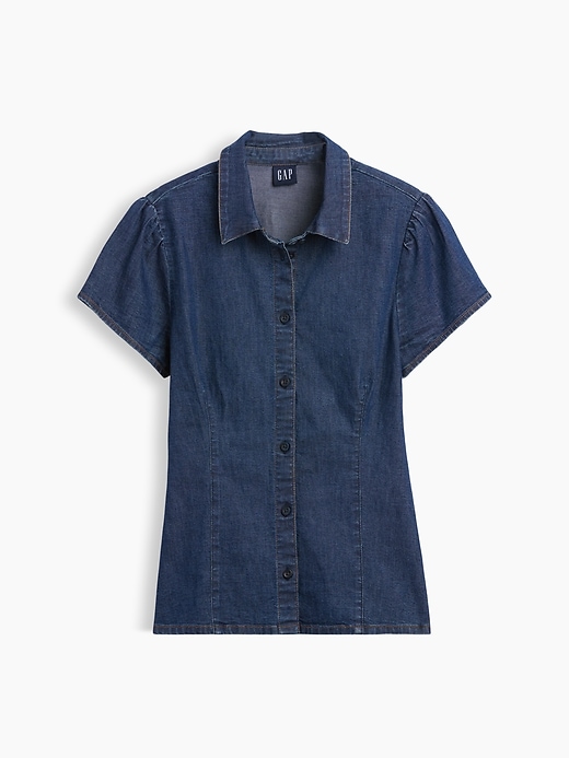 Image number 5 showing, Denim Cap-Sleeve Shirt