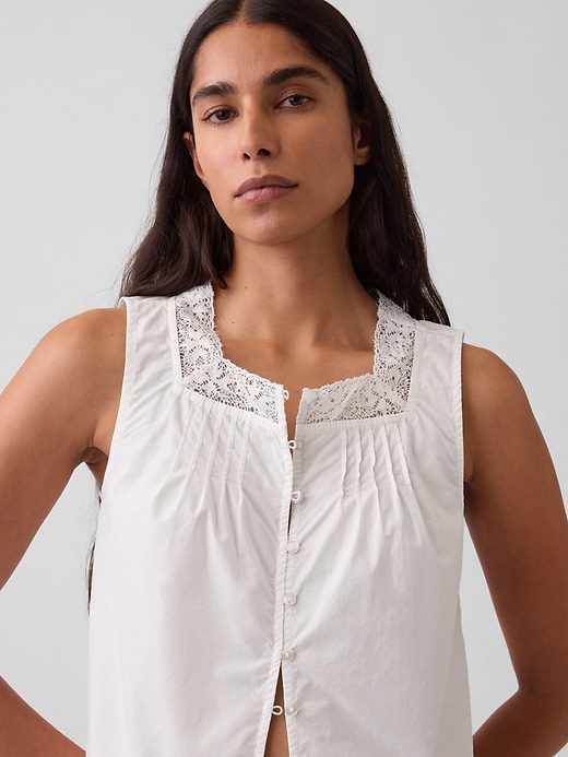Image number 5 showing, Poplin Pintuck Shell Top