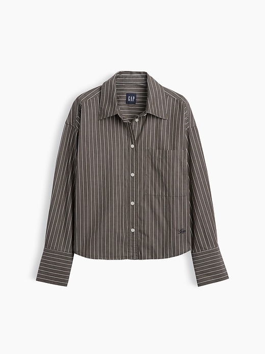 Image number 5 showing, Organic Cotton Poplin Oversized Crop Shirt