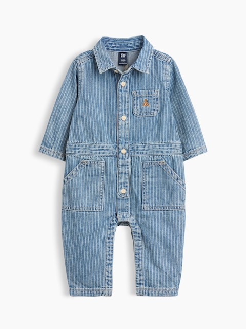 Baby Denim Stripe Utility One-Piece