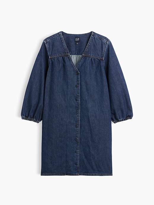 Image number 5 showing, Denim V-Neck Shift Mini Dress