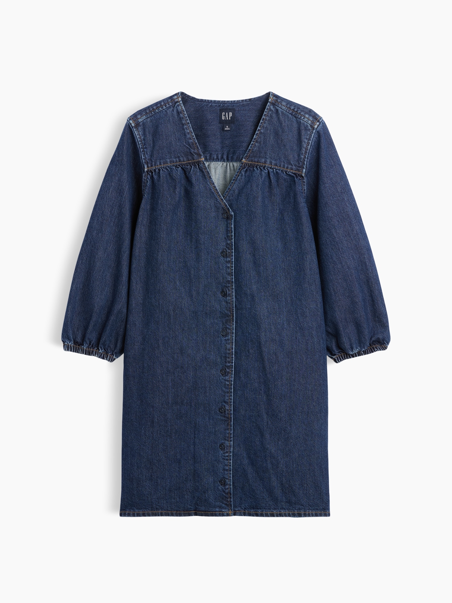 Женские платья Gap Denim V-Neck Shift Mini Dress — фото 5
