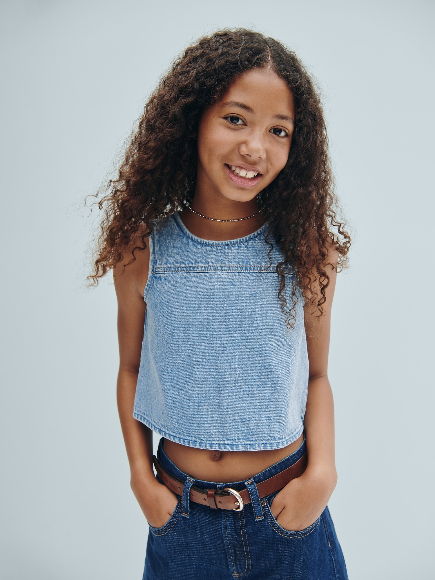 Kids Denim Shell Tank Top