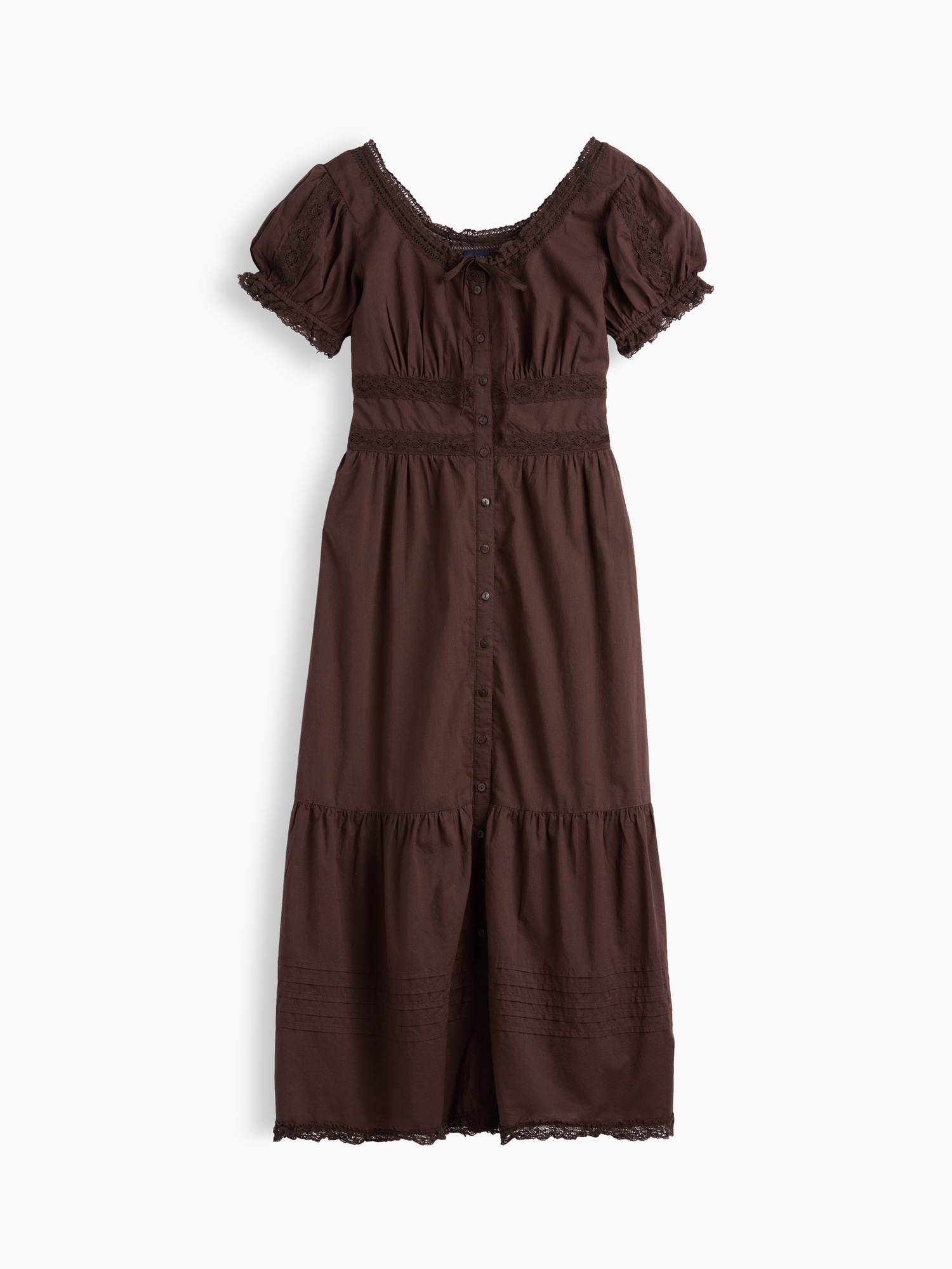 Женские платья Gap Scoop-Neck Lace-Trim Tiered Maxi Dress — фото 5
