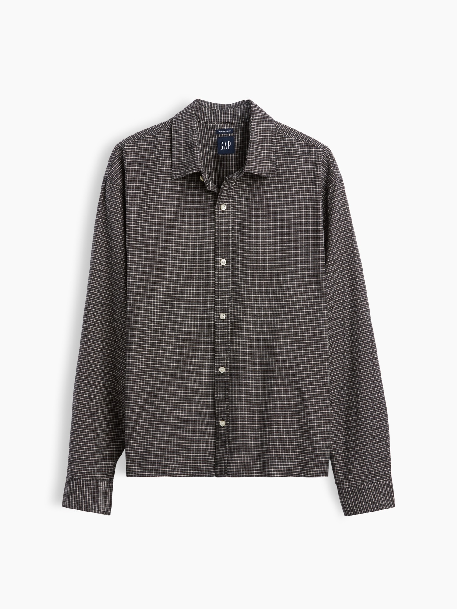 Мужские рубашки Gap Relaxed Crop Straight-Hem Oxford Shirt — фото 4