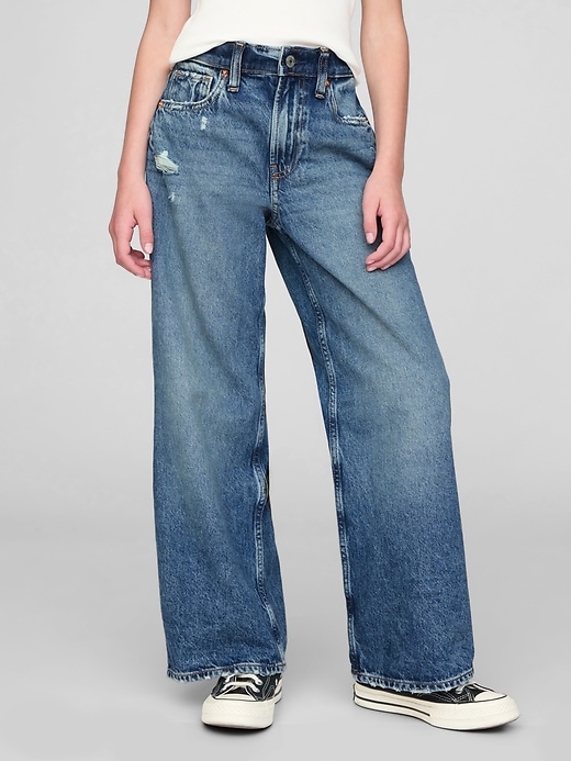 Image number 2 showing, Kids Low Rise Stride Wide-Leg Jeans