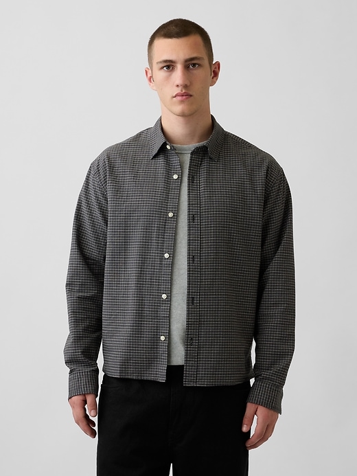 Image number 1 showing, Relaxed Crop Straight-Hem Oxford Shirt