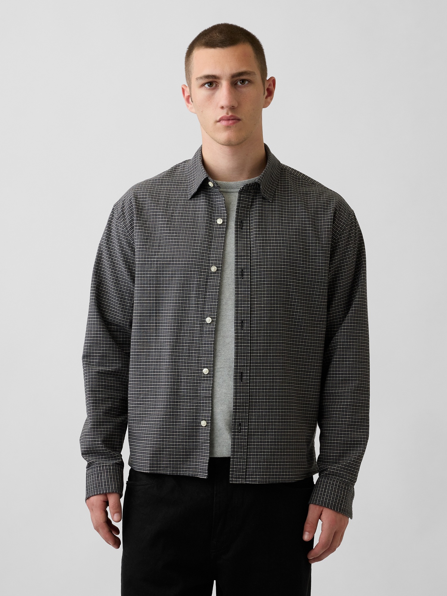 Мужские рубашки Gap Relaxed Crop Straight-Hem Oxford Shirt
