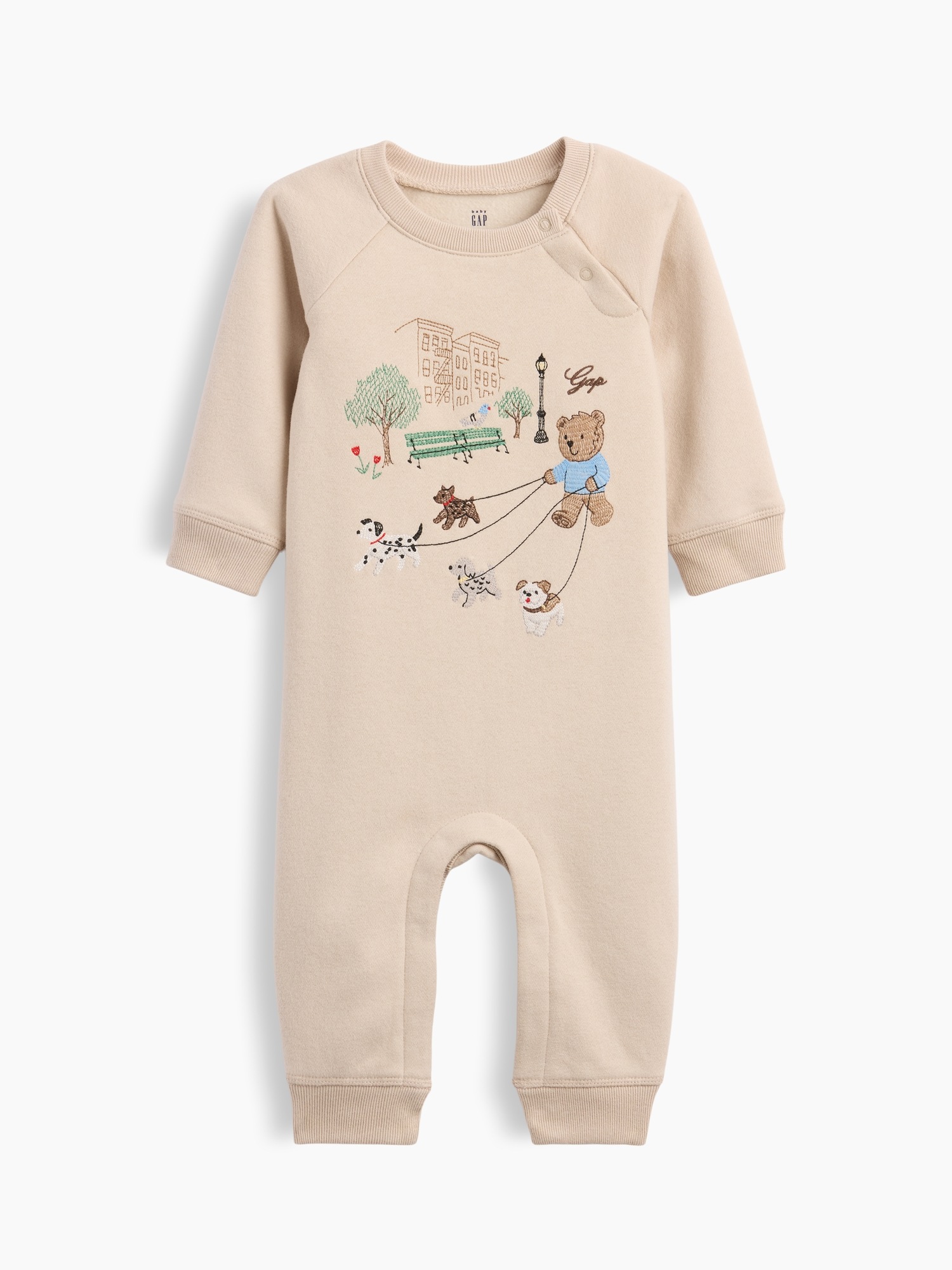 Gap Baby VintageSoft Embroidered Brannan Bear Raglan One-Piece