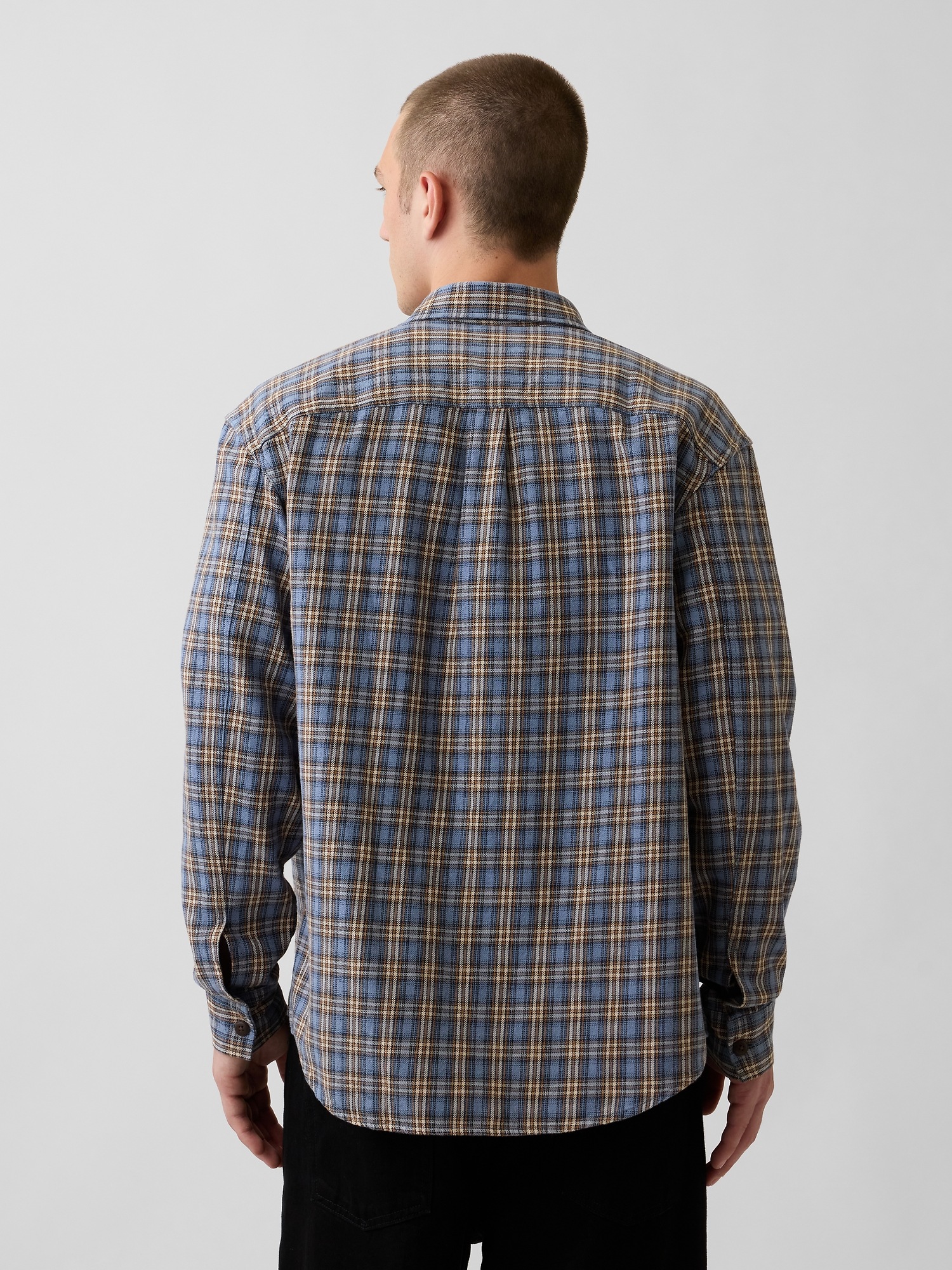 Мужские рубашки Gap Sunwashed Twill Relaxed Plaid Shirt — фото 3
