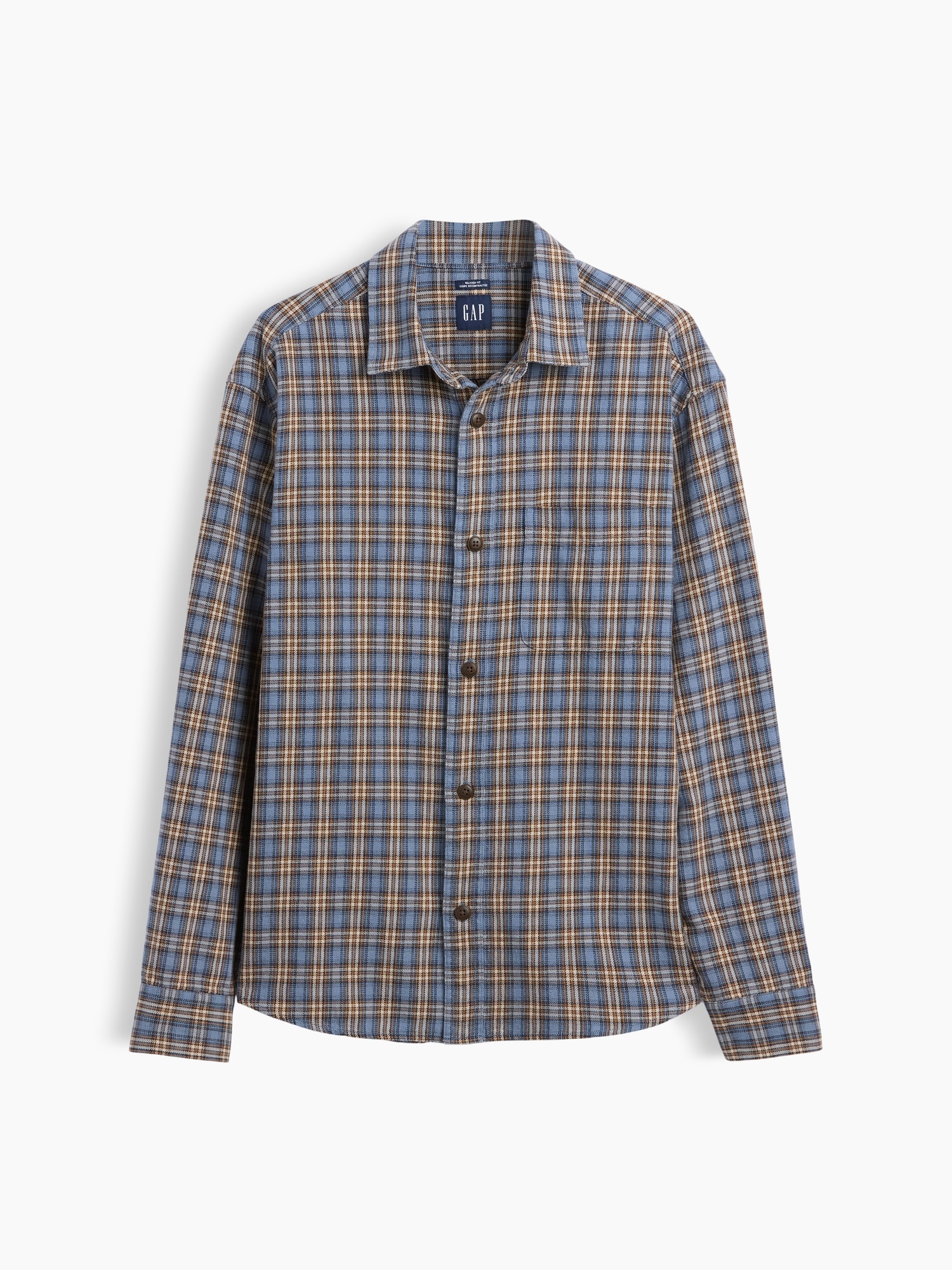 Мужские рубашки Gap Sunwashed Twill Relaxed Plaid Shirt — фото 5