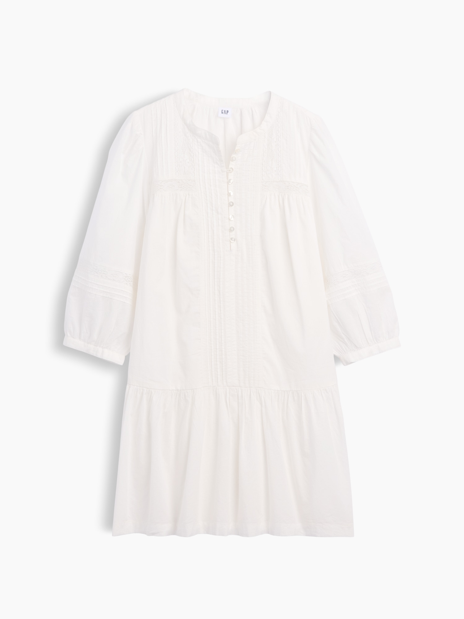 Lace-Trim Drop-Waist Mini Dress