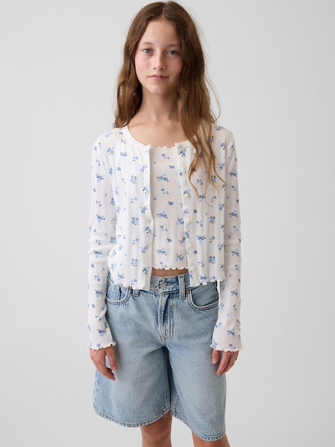 Kids Pointelle Rib Cardigan