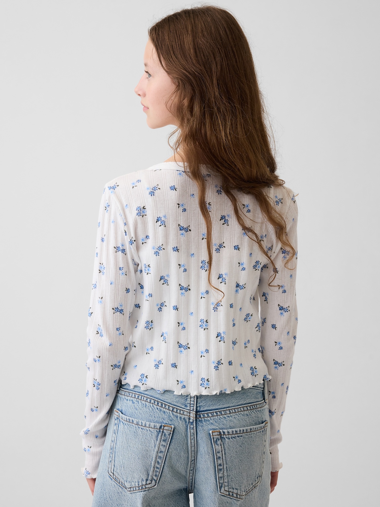 Детский кардиган Gap Pointelle Rib, цвет: Молочный белый — фото 3