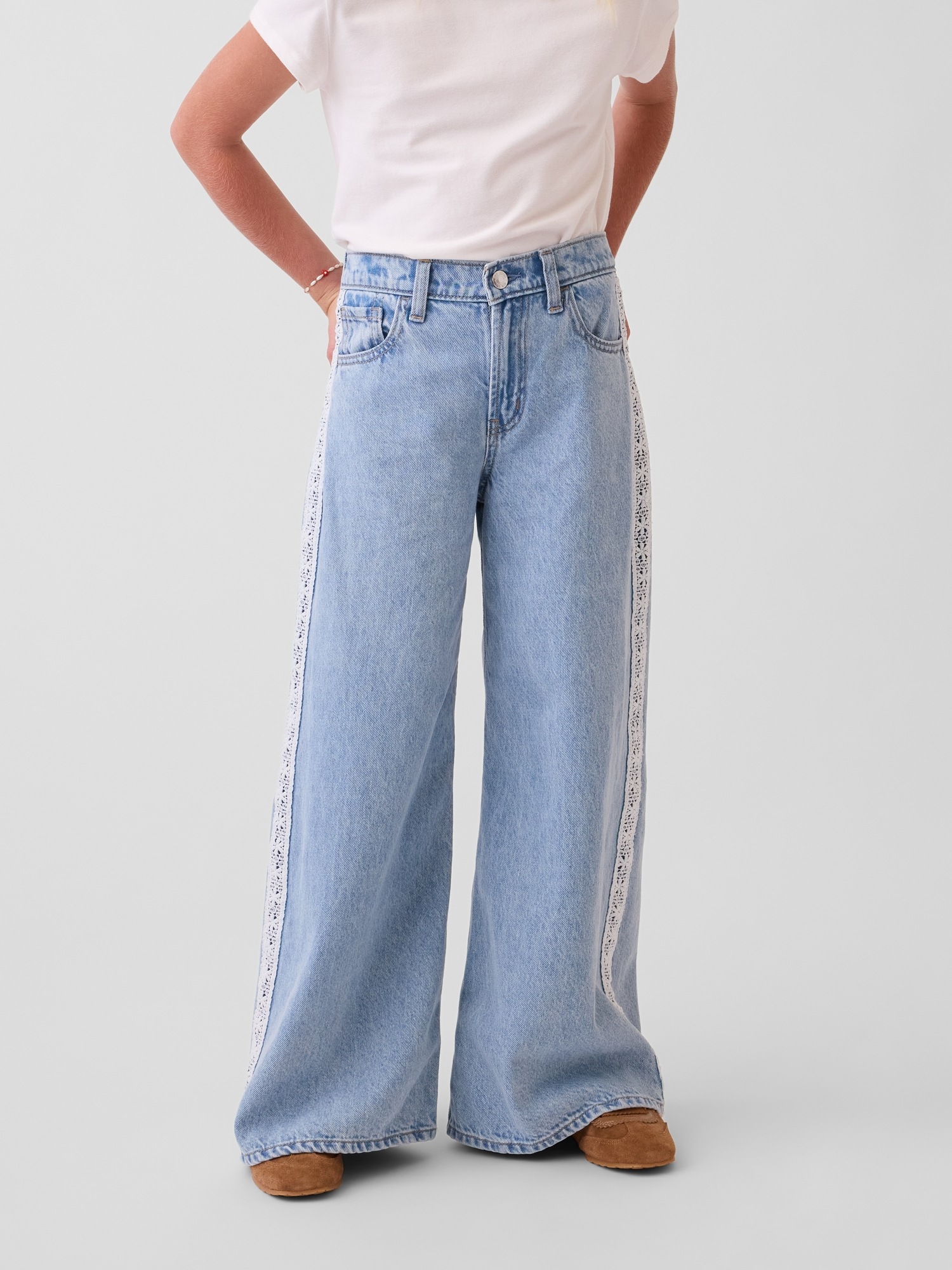 Детские джинсы Gap Kids Low Rise Lace-Trim Baggy Jeans — фото 3