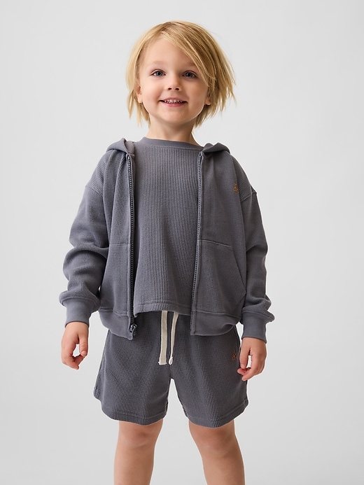 Image number 1 showing, Baby & Toddler Waffle Zip Hoodie