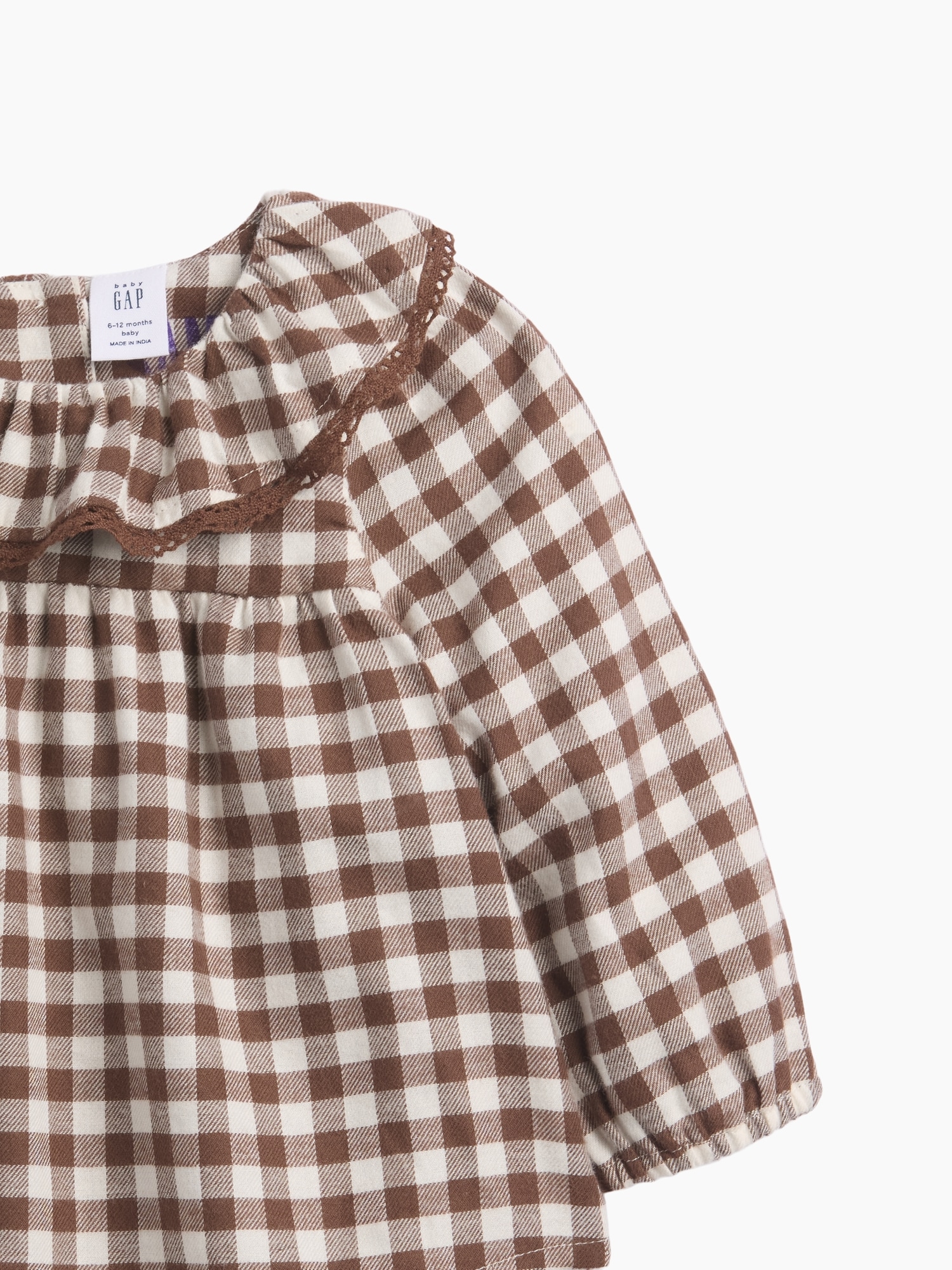 Платье Gap Gingham Flannel Bodysuit Dress для малышей, цвет: Янтарный — фото 3