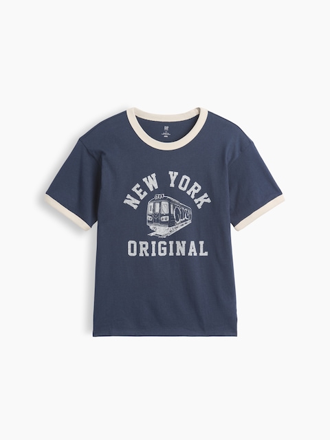 Kids Relaxed New York Graphic Ringer T-Shirt