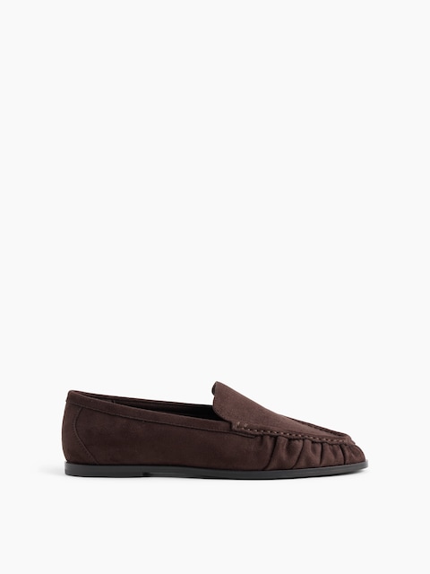 Vegan Suede Ruched Loafers