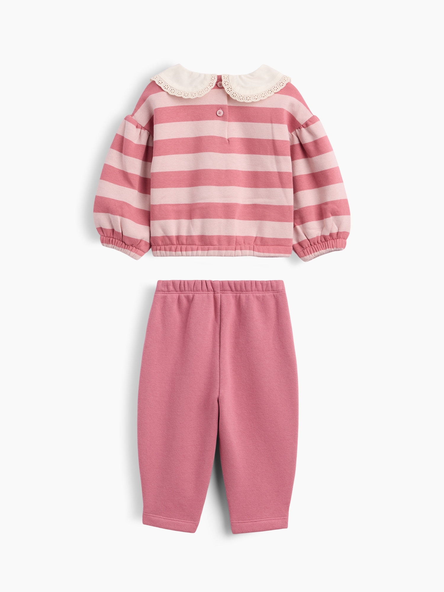 Спортивный комплект для малышей Gap VintageSoft с кружевным воротником, цвет: Розовый полосатый — фото 2