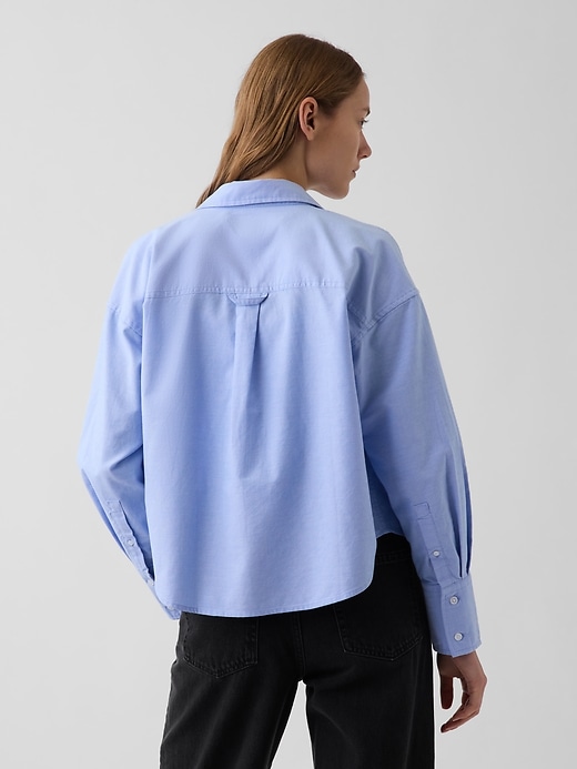 Organic Cotton Oversized Crop Oxford Shirt | Gap