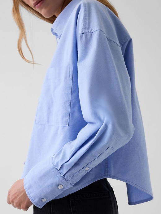 Organic Cotton Oversized Crop Oxford Shirt | Gap