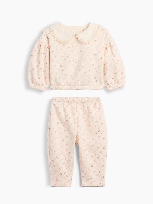 Image number 1 showing, Baby VintageSoft Lace-Collar Sweat Set