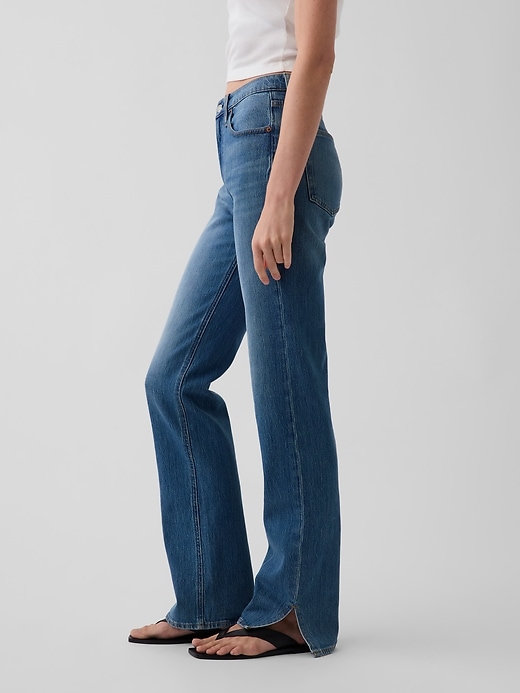 Image number 3 showing, Mid Rise Split-Hem Relaxed Straight Jeans