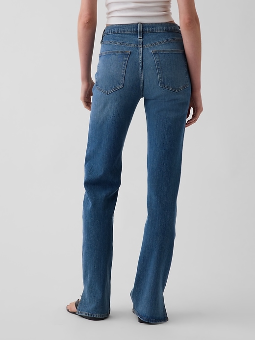 Image number 4 showing, Mid Rise Split-Hem Relaxed Straight Jeans